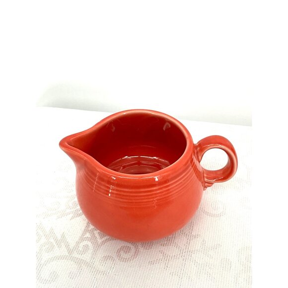 Fiesta "Red Ceramic Creamer & Sugar Bowl Set With Tray Vintage Homer Laughlin Po - Picture 7 of 9